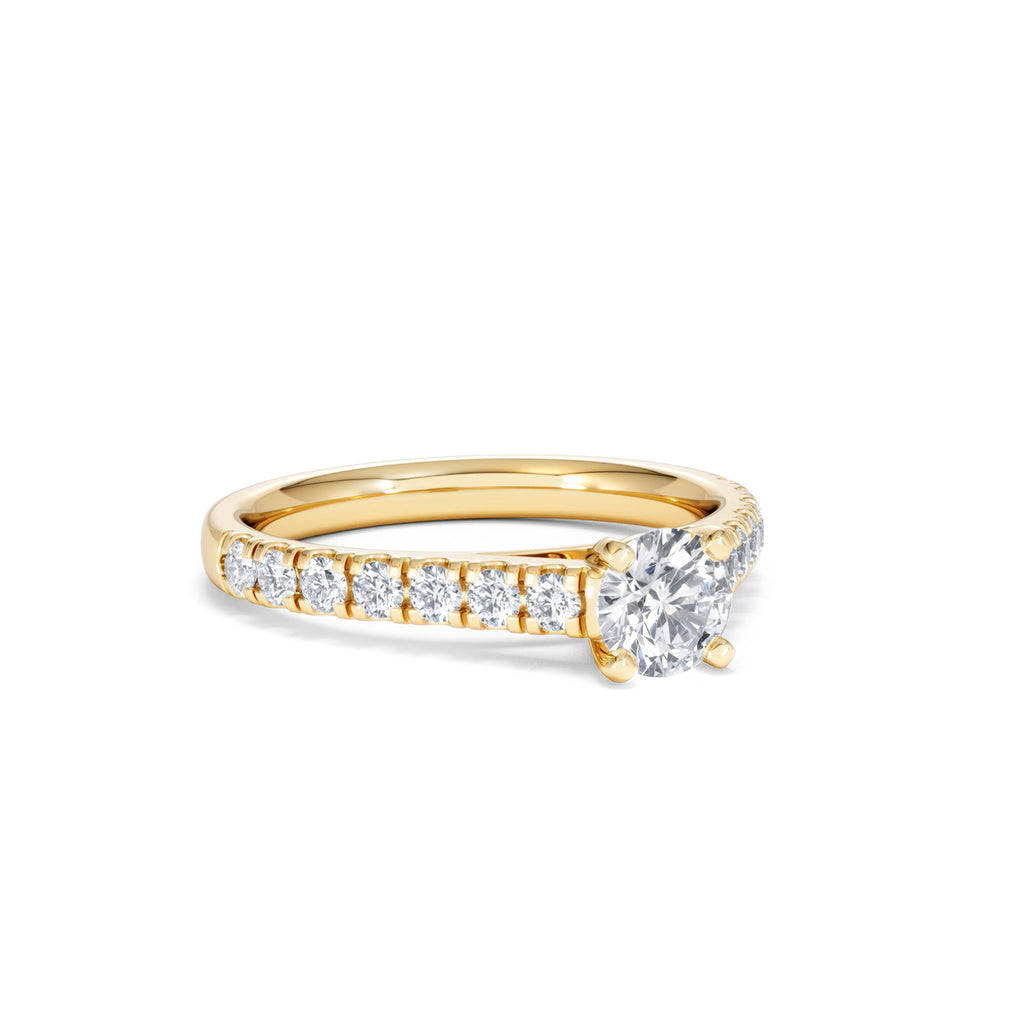 Natalia Lab Diamond Engagement Side Stone Ring 18K Gold 0.91CT F/VS1