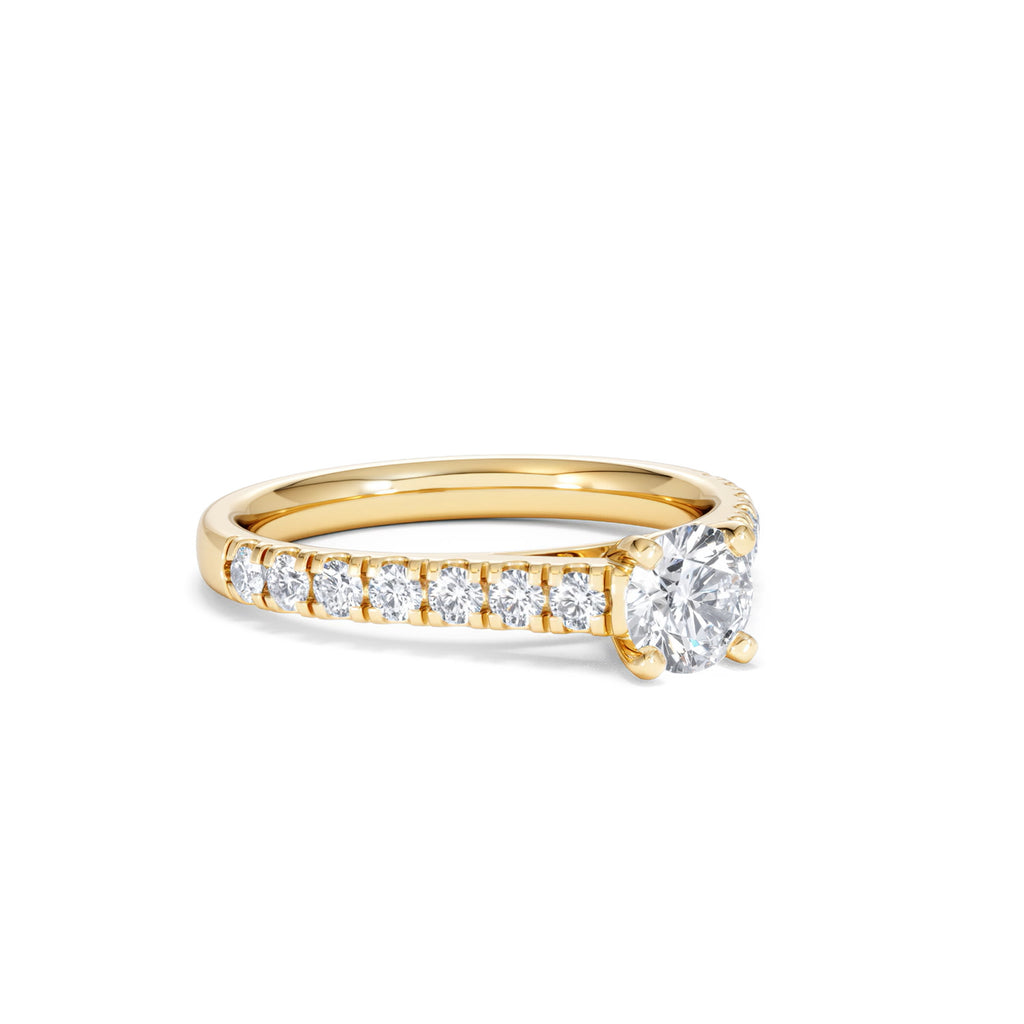 Natalia Lab Diamond Engagement Side Stone Ring 18K Gold 0.91CT F/VS1