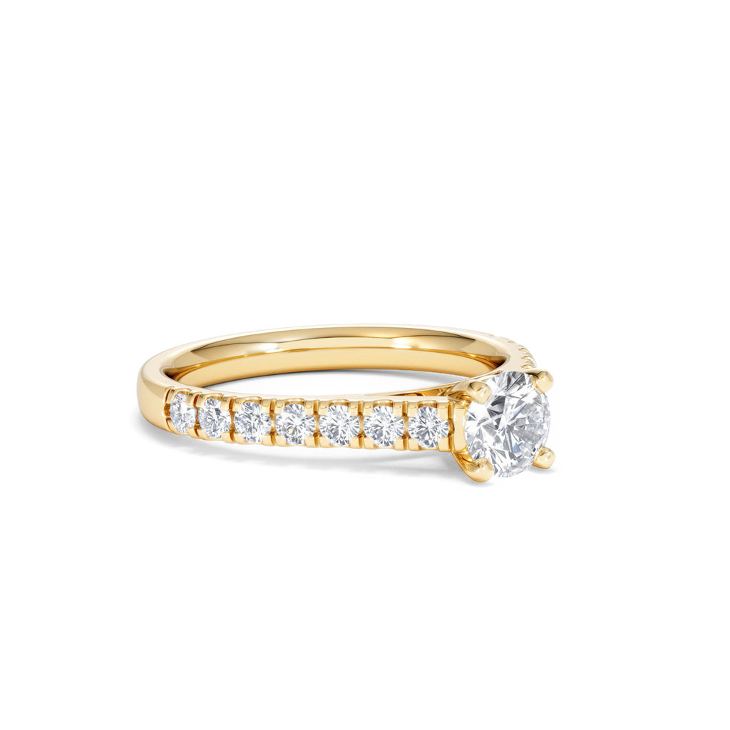 Natalia Lab Diamond Engagement Side Stone Ring 18K Gold 0.91CT F/VS1
