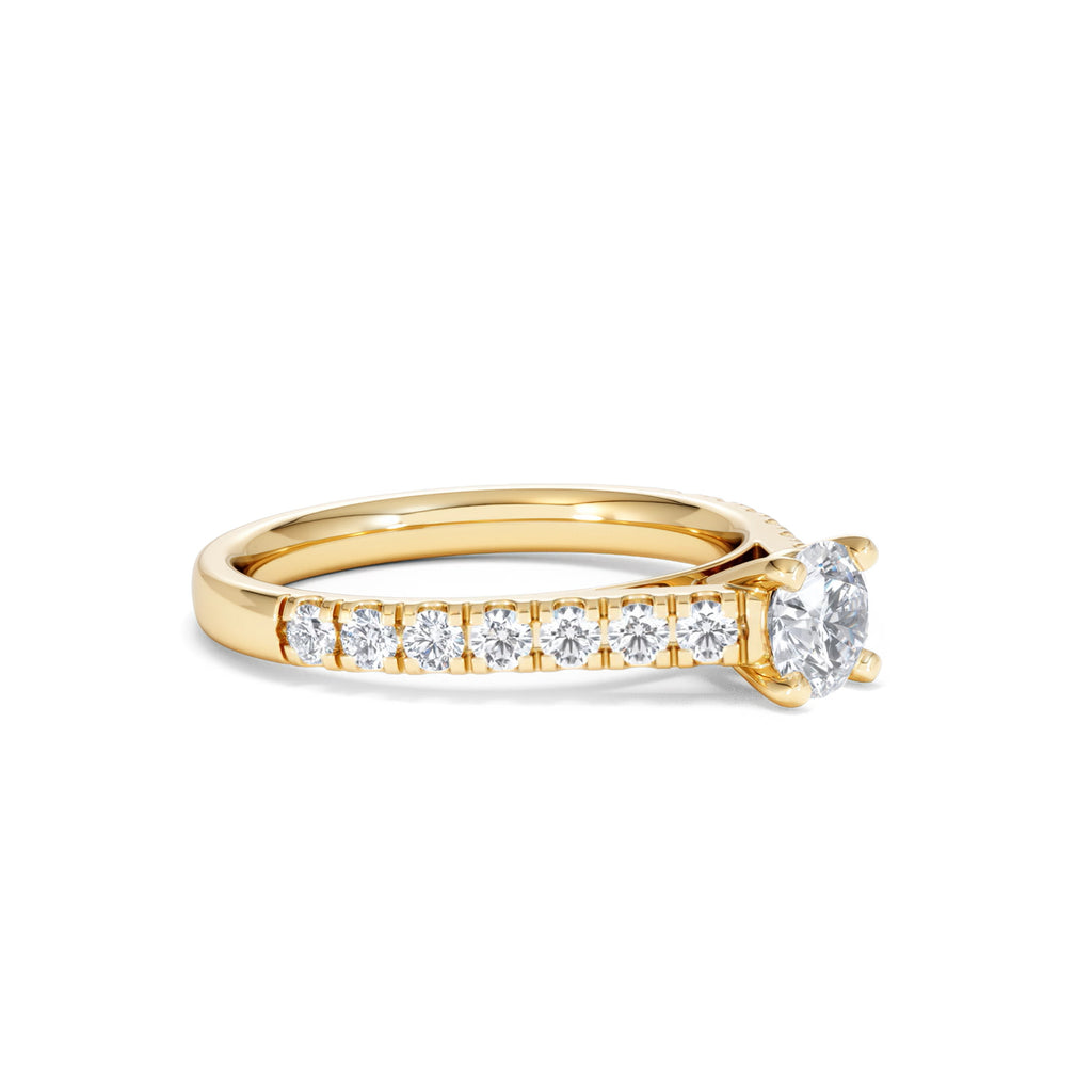 Natalia Lab Diamond Engagement Side Stone Ring 18K Gold 0.91CT F/VS1
