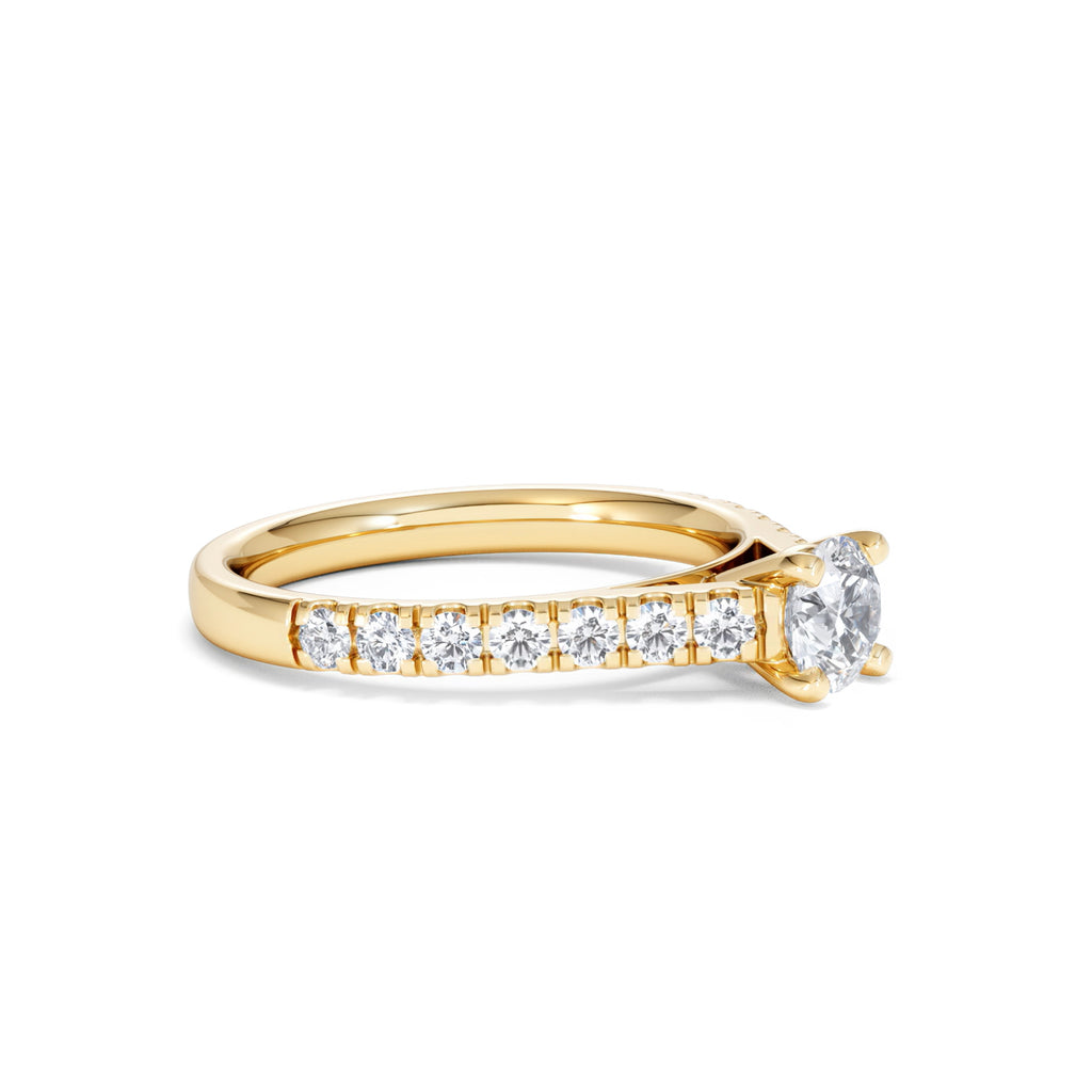 Natalia Lab Diamond Engagement Side Stone Ring 18K Gold 0.91CT F/VS1