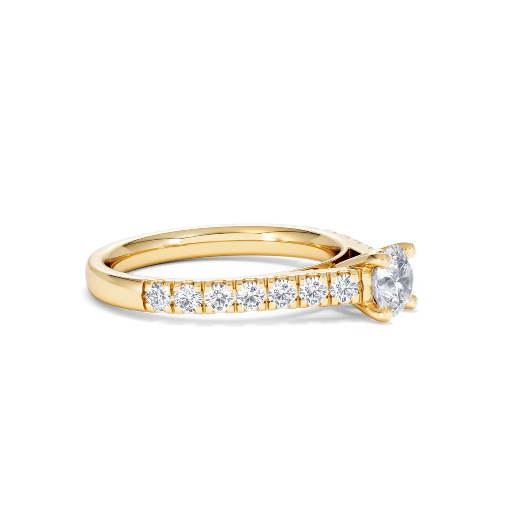 Natalia Lab Diamond Engagement Side Stone Ring 18K Gold 0.91CT F/VS1