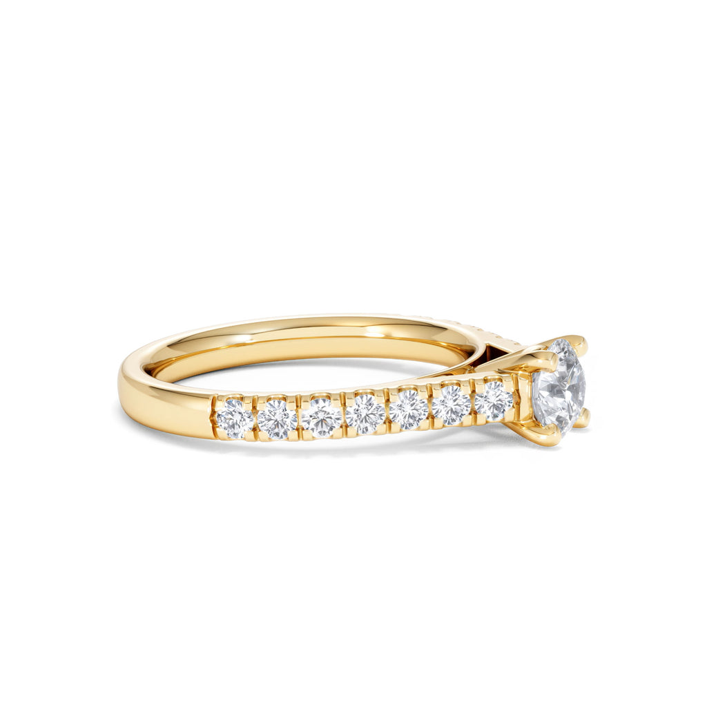Natalia Lab Diamond Engagement Side Stone Ring 18K Gold 0.91CT F/VS1