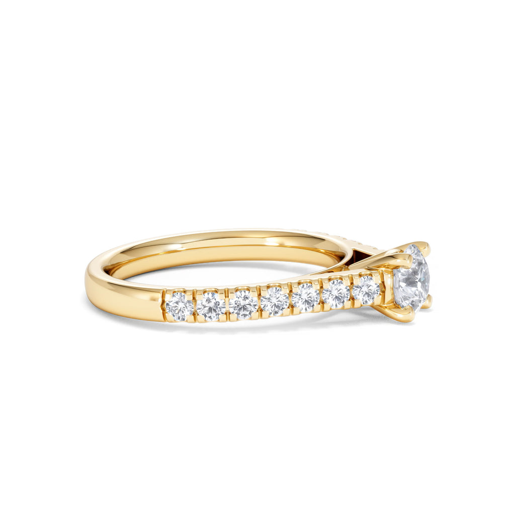 Natalia Lab Diamond Engagement Side Stone Ring 18K Gold 0.91CT F/VS1