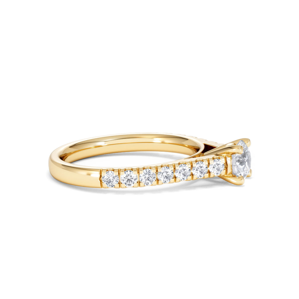 Natalia Lab Diamond Engagement Side Stone Ring 18K Gold 0.91CT F/VS1
