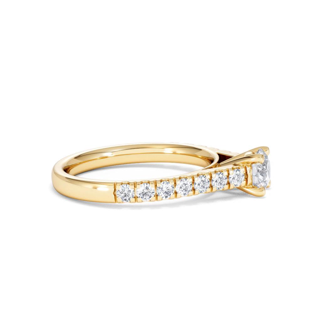 Natalia Lab Diamond Engagement Side Stone Ring 18K Gold 0.91CT F/VS1