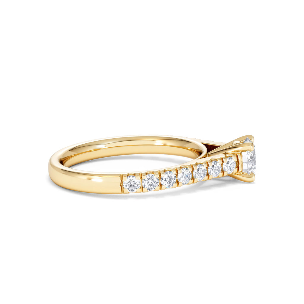 Natalia Lab Diamond Engagement Side Stone Ring 18K Gold 0.91CT F/VS1