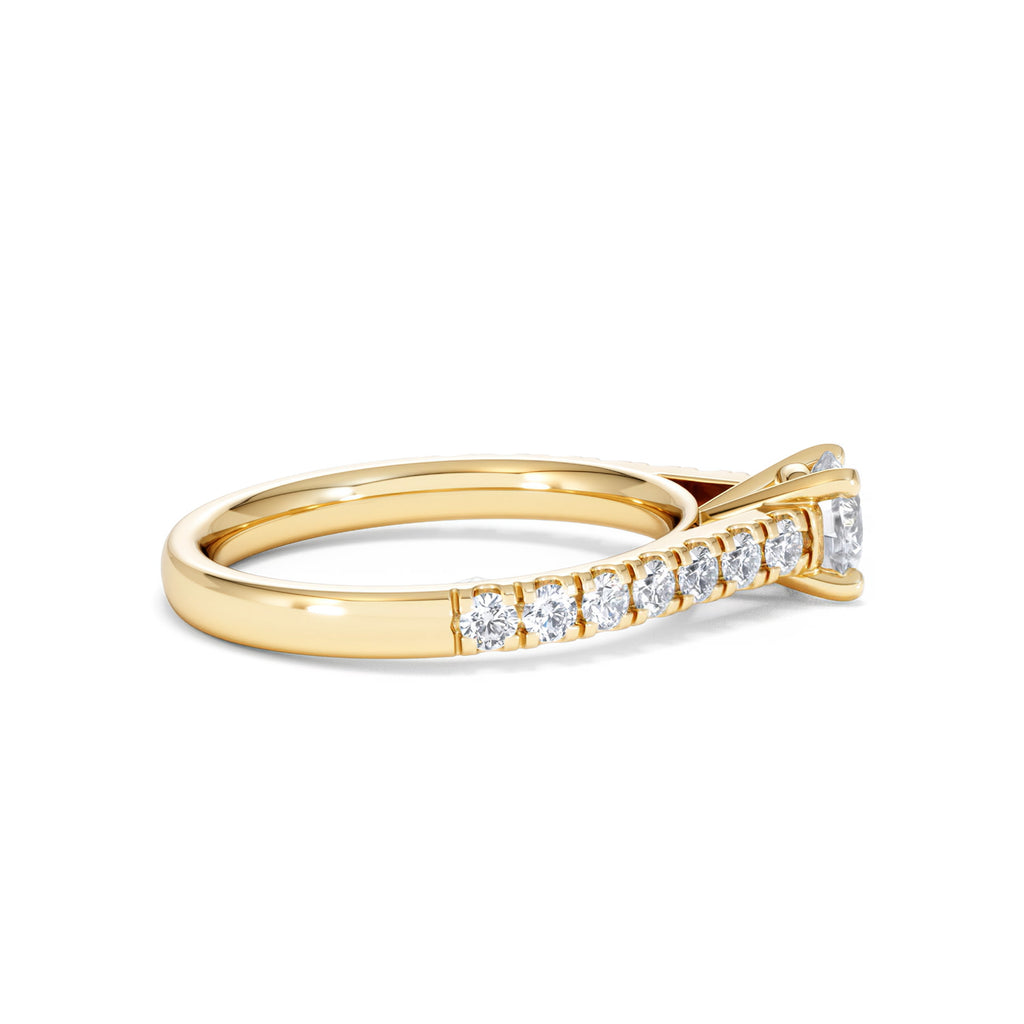 Natalia Lab Diamond Engagement Side Stone Ring 18K Gold 0.91CT F/VS1