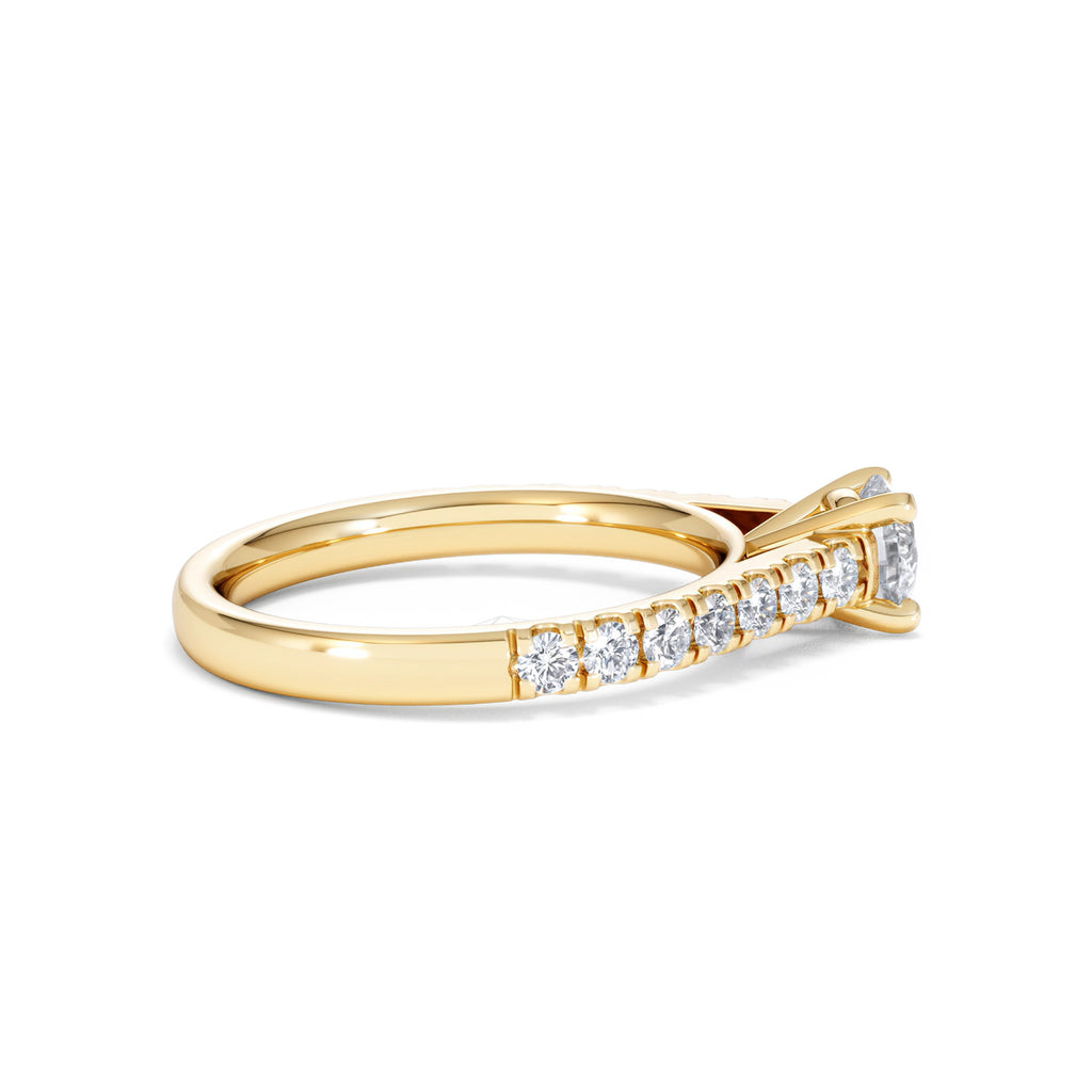 Natalia Lab Diamond Engagement Side Stone Ring 18K Gold 0.91CT F/VS1