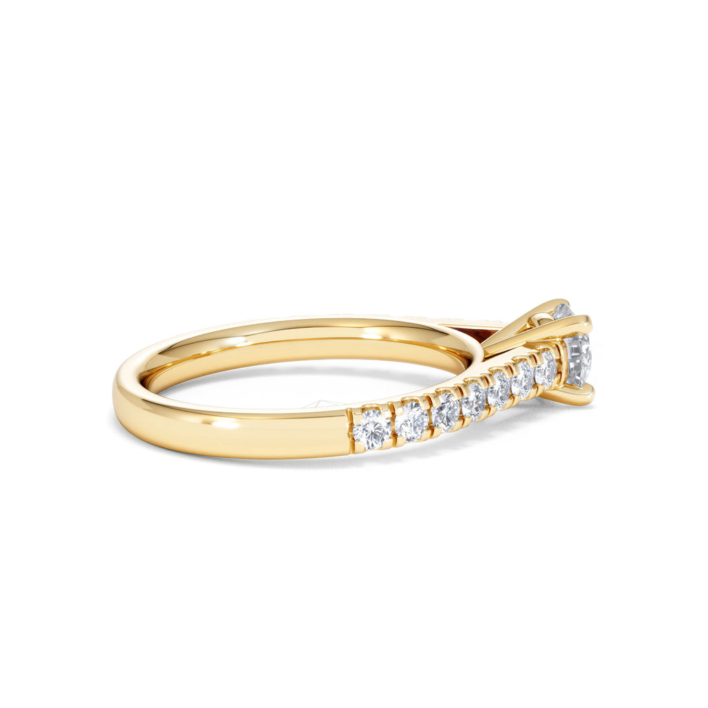 Natalia Lab Diamond Engagement Side Stone Ring 18K Gold 0.91CT F/VS1