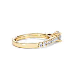 Natalia Lab Diamond Engagement Side Stone Ring 18K Gold 0.91CT F/VS1