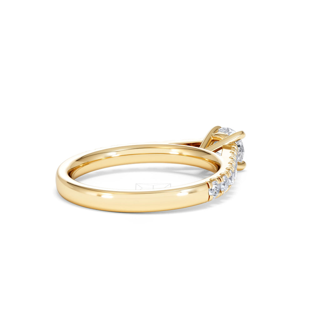 Natalia Lab Diamond Engagement Side Stone Ring 18K Gold 0.91CT F/VS1