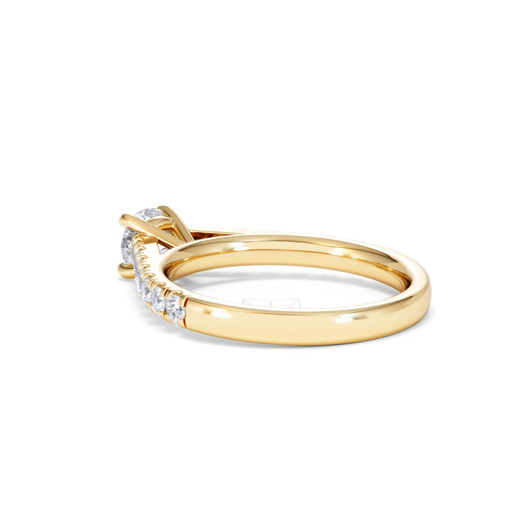 Natalia Lab Diamond Engagement Side Stone Ring 18K Gold 0.91CT F/VS1