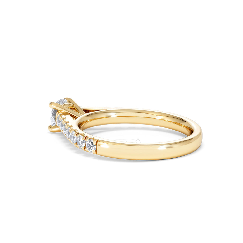 Natalia Lab Diamond Engagement Side Stone Ring 18K Gold 0.91CT F/VS1