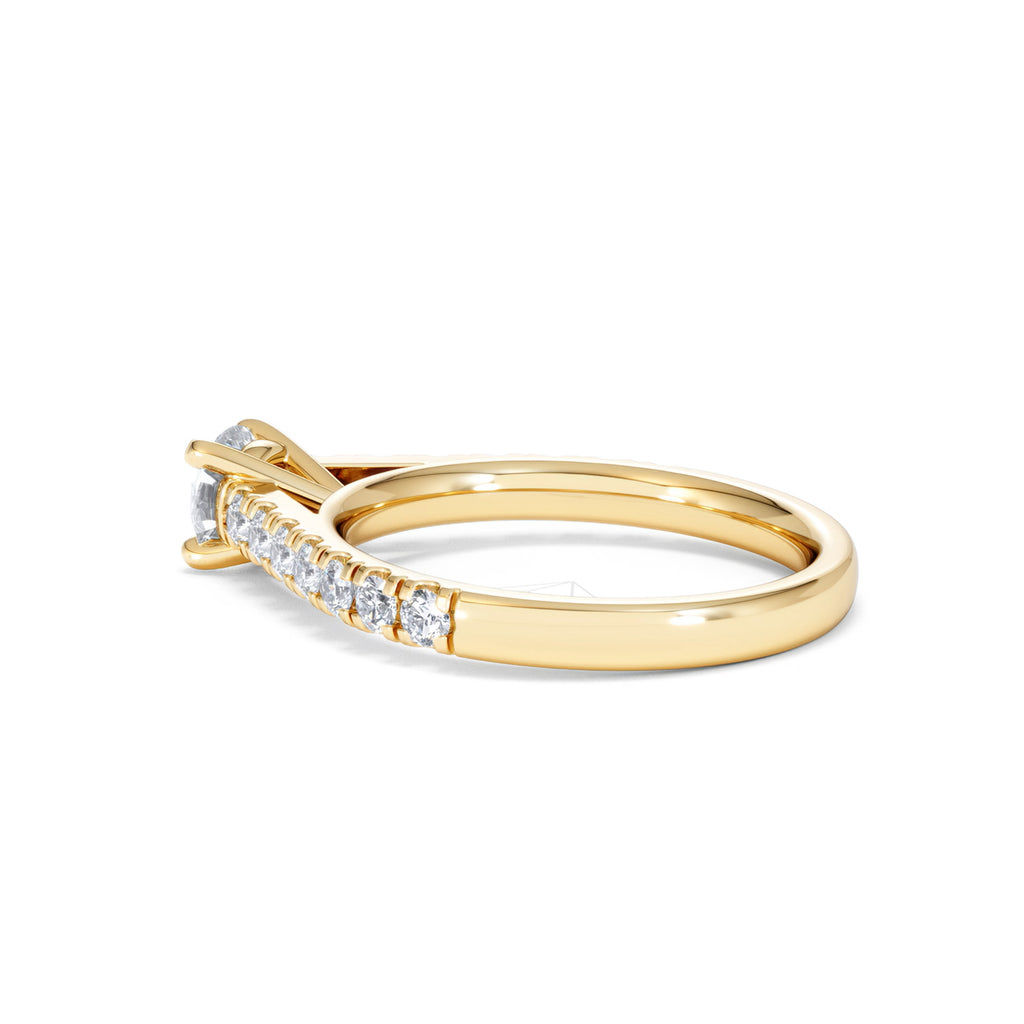 Natalia Lab Diamond Engagement Side Stone Ring 18K Gold 0.91CT F/VS1