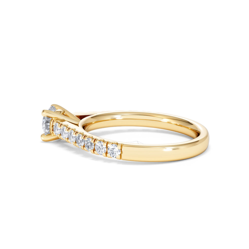 Natalia Lab Diamond Engagement Side Stone Ring 18K Gold 0.91CT F/VS1