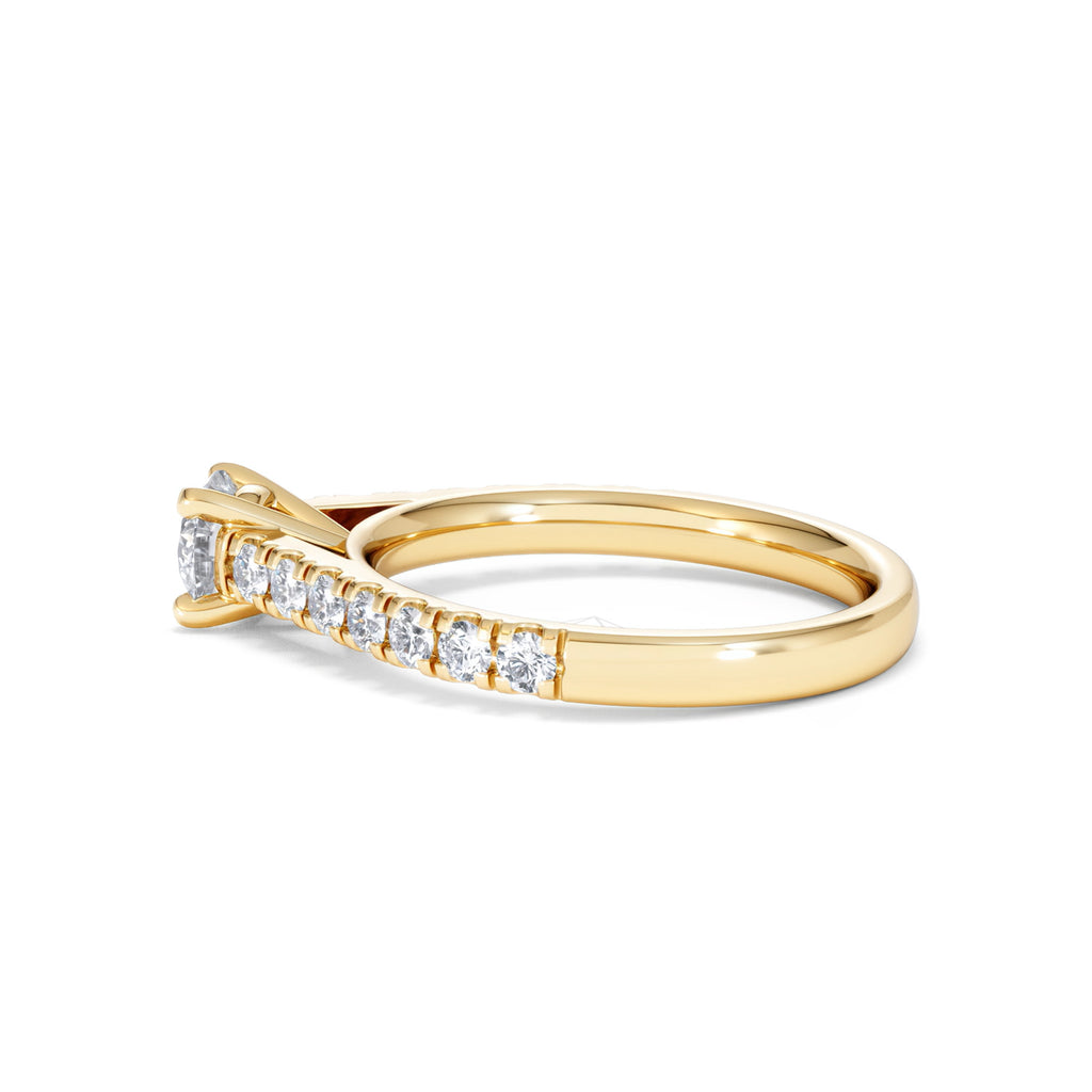 Natalia Lab Diamond Engagement Side Stone Ring 18K Gold 0.91CT F/VS1