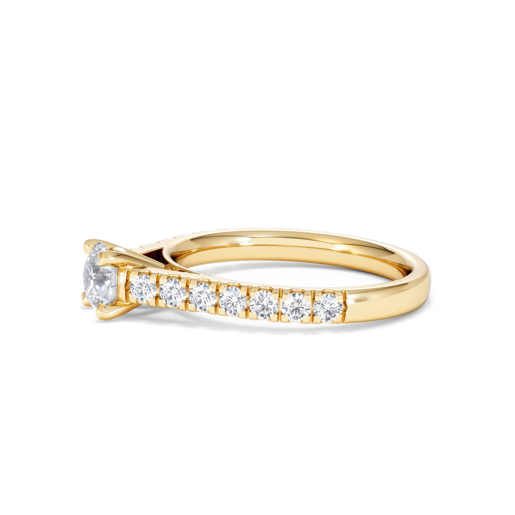 Natalia Lab Diamond Engagement Side Stone Ring 18K Gold 0.91CT F/VS1