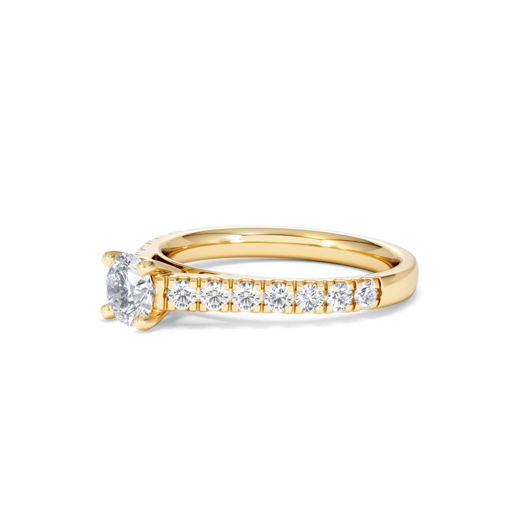 Natalia Lab Diamond Engagement Side Stone Ring 18K Gold 0.91CT F/VS1