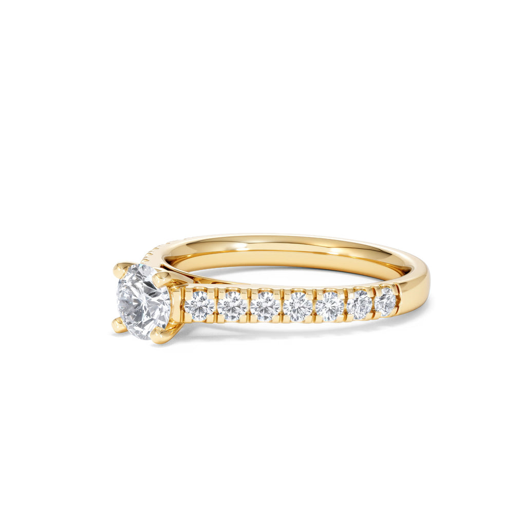 Natalia Lab Diamond Engagement Side Stone Ring 18K Gold 0.91CT F/VS1