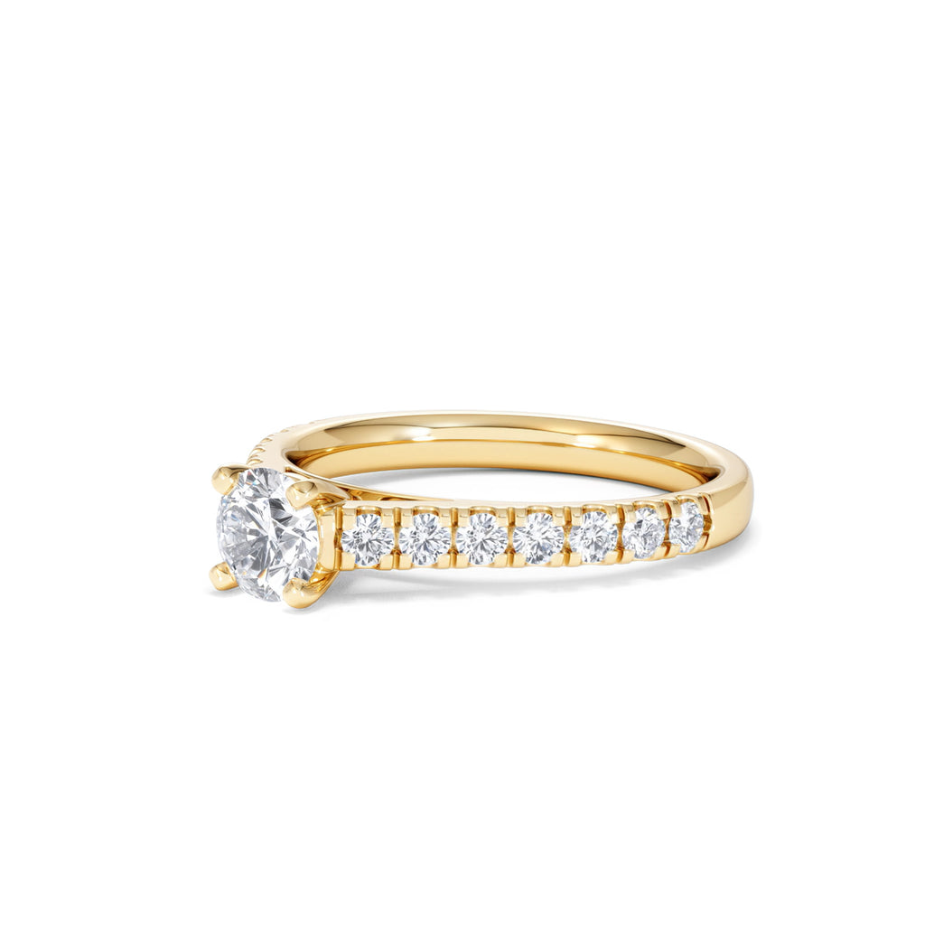 Natalia Lab Diamond Engagement Side Stone Ring 18K Gold 0.91CT F/VS1