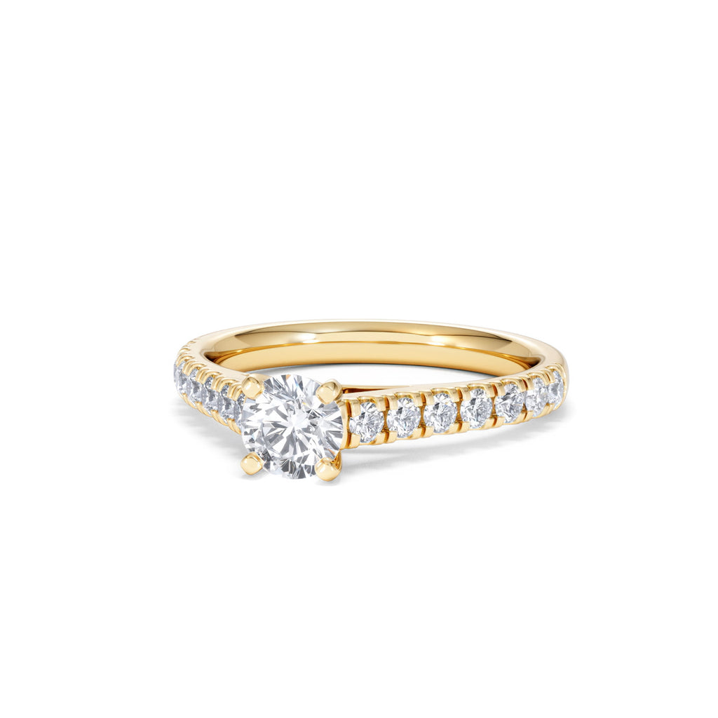 Natalia Lab Diamond Engagement Side Stone Ring 18K Gold 0.91CT F/VS1
