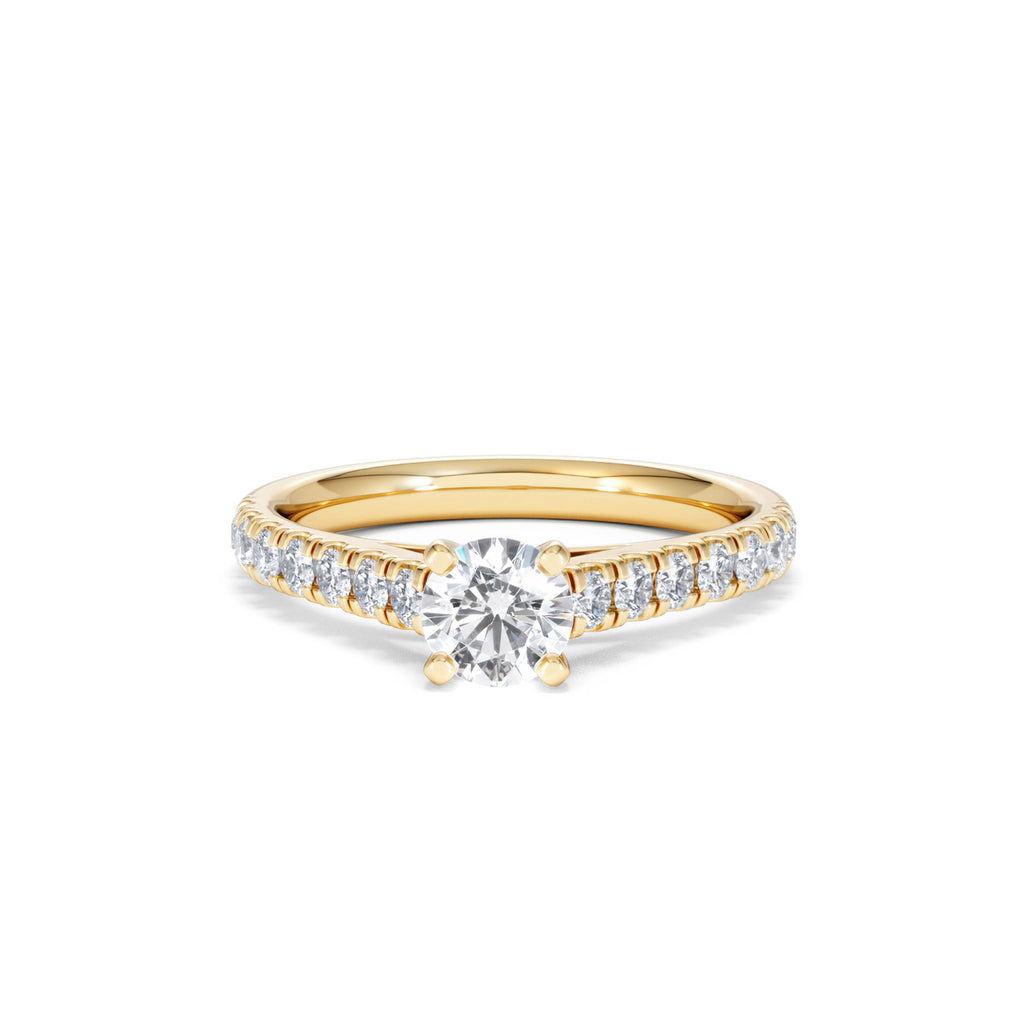 Natalia Lab Diamond Engagement Side Stone Ring 18K Gold 0.91CT F/VS1