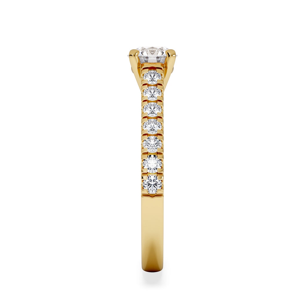 Natalia GIA Diamond Engagement Side Stone Ring 18K Gold 1.15CT G/VS2