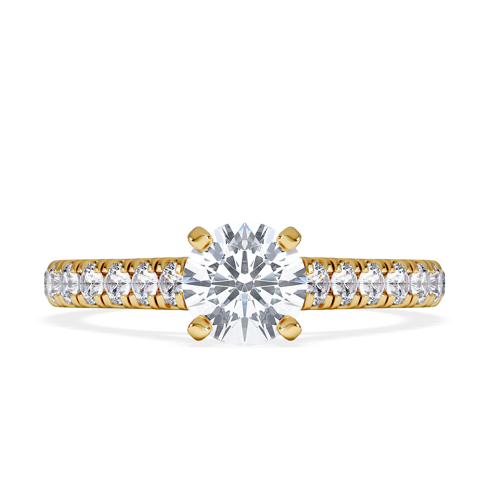 Natalia GIA Diamond Engagement Side Stone Ring 18K Gold 1.15CT G/VS2
