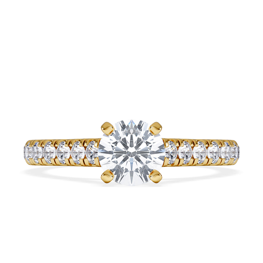 Natalia GIA Diamond Engagement Side Stone Ring 18K Gold 1.15CT G/VS2