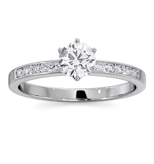 Charlotte Diamond Engagement Side Stone Ring Platinum 0.65CT G/VS2