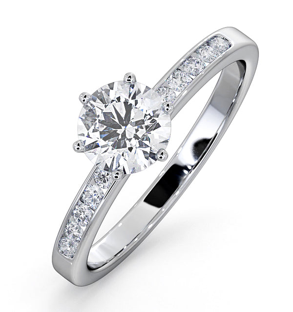 Charlotte GIA Diamond Engagement Side Stone Ring Platinum 0.88CT G/SI1