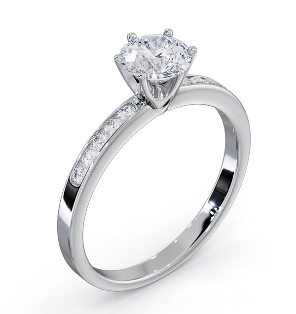 Charlotte GIA Diamond Engagement Side Stone Ring 18KW Gold 0.88CT SI2