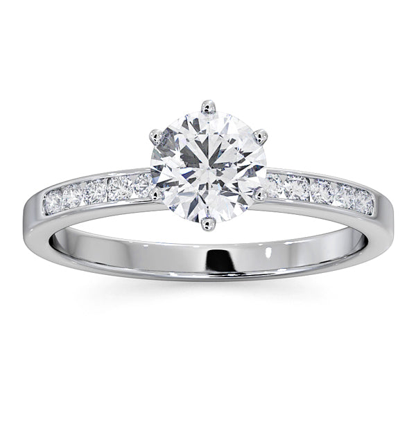 Charlotte GIA Diamond Engagement Side Stone Ring 18KW Gold 0.88CT SI2