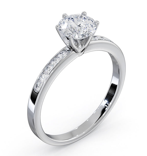 Charlotte GIA Diamond Engagement Side Stone Ring Platinum 1.10CT G/VS2