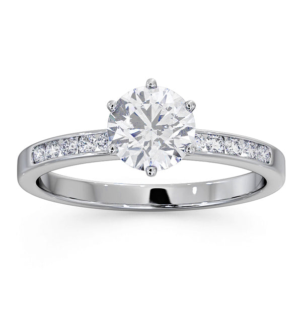 Charlotte GIA Diamond Engagement Side Stone Ring Platinum 1.10CT G/VS2
