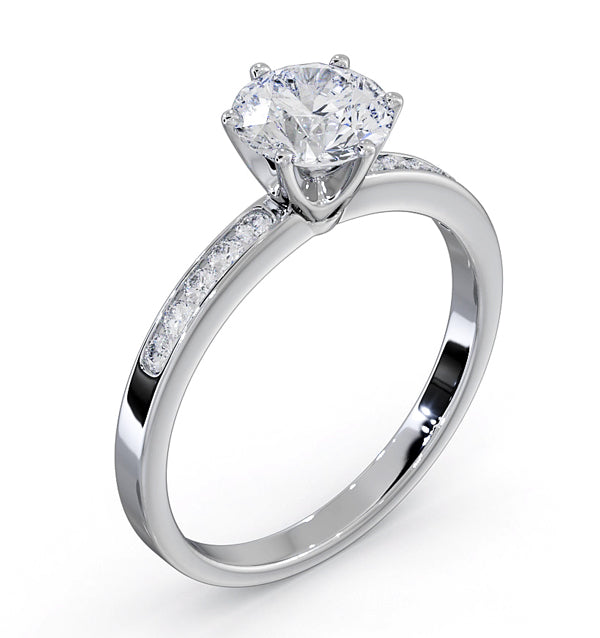 Charlotte GIA Diamond Engagement Side Stone Ring Platinum 1.20CT G/VS2