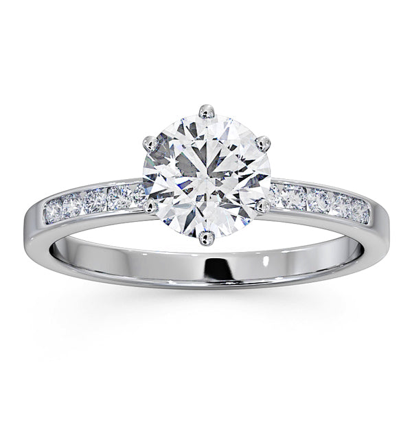 Charlotte GIA Diamond Engagement Side Stone Ring Platinum 1.20CT G/VS2
