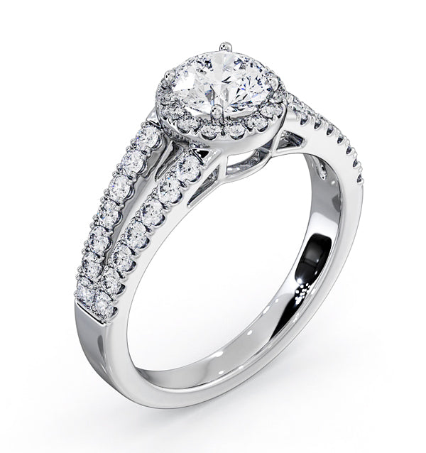 Carly GIA Diamond Engagement Side Stone Ring 18KW Gold 1.23CT G/SI2