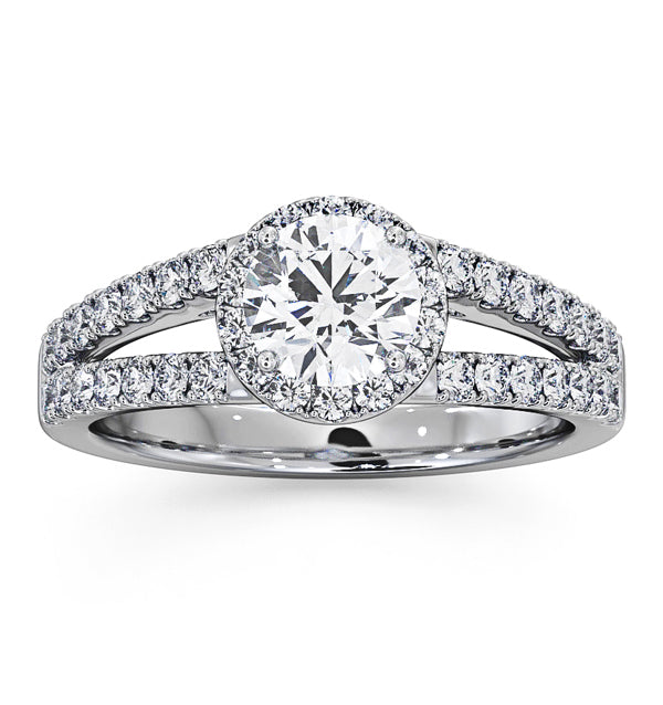 Carly GIA Diamond Engagement Side Stone Ring 18KW Gold 1.23CT G/SI2