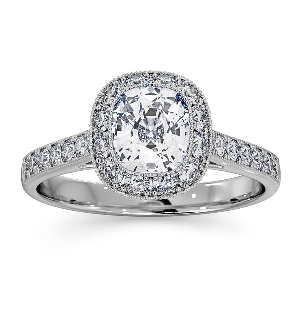 Danielle Lab Diamond Engagement Side Stone Ring in Platinum 2.60CT VS1