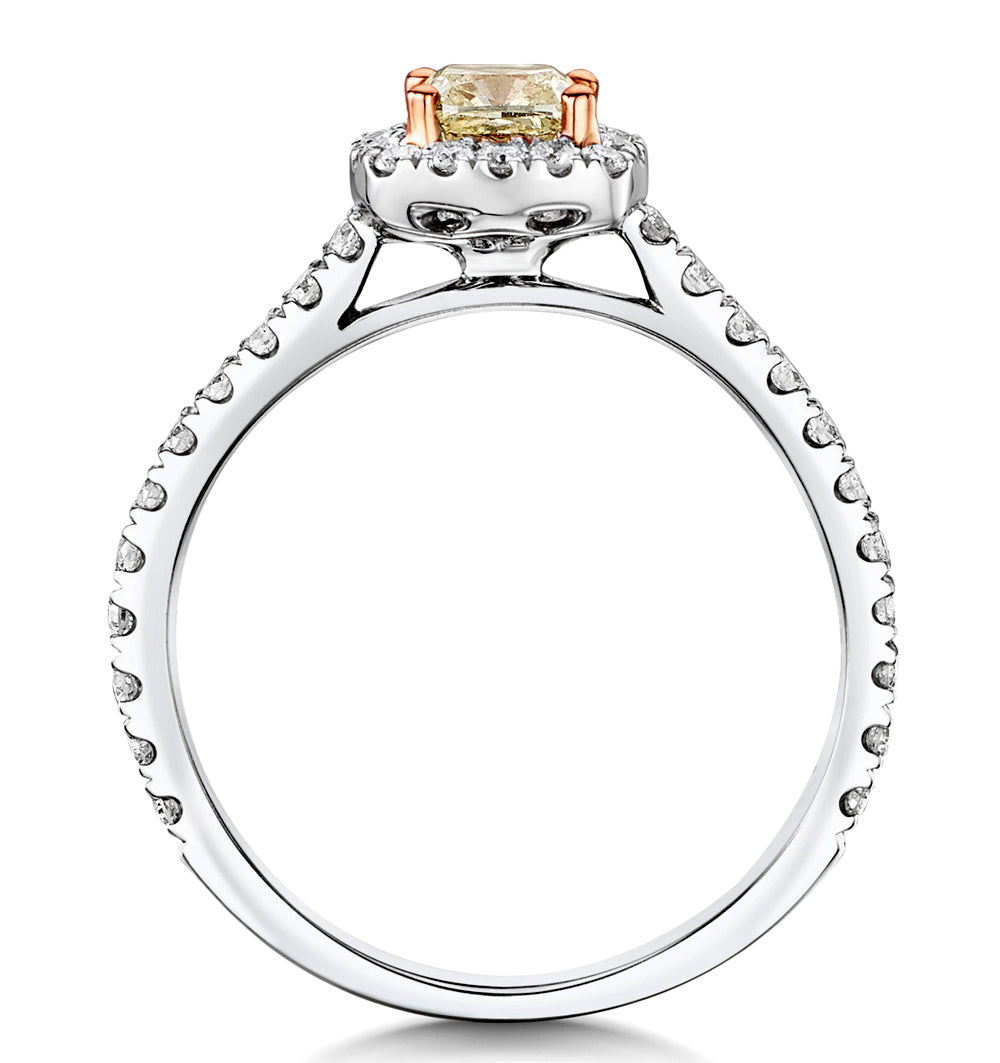 Katarin Yellow Diamond Halo Engagement Ring 1.08ct Platinum