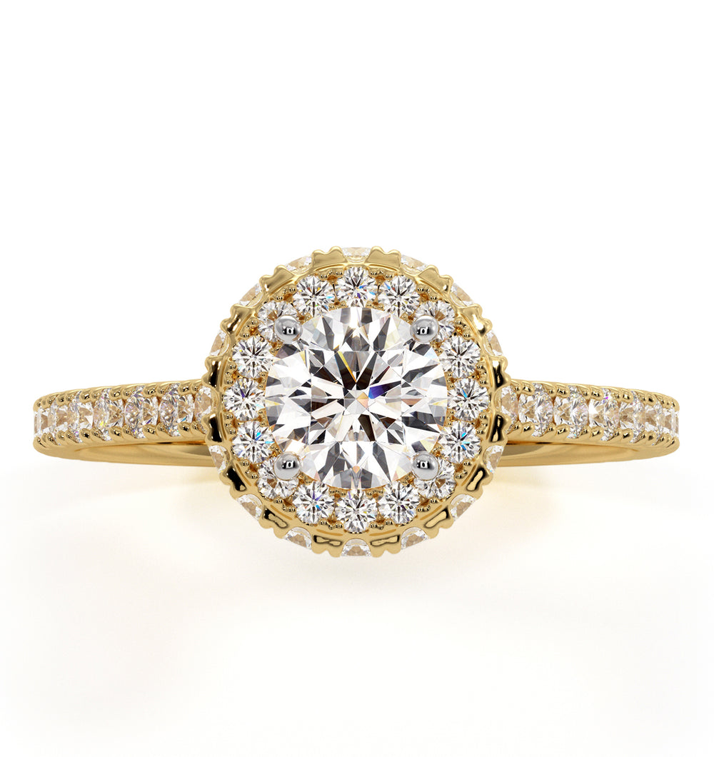 Valerie Diamond Halo Engagement Ring in 18K Gold 1.10ct G/SI2