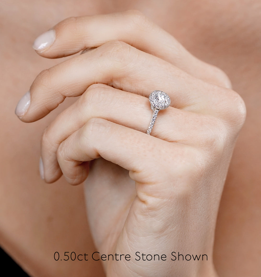 Valerie GIA Diamond Halo Engagement Ring in Platinum 1.40ct G/SI2