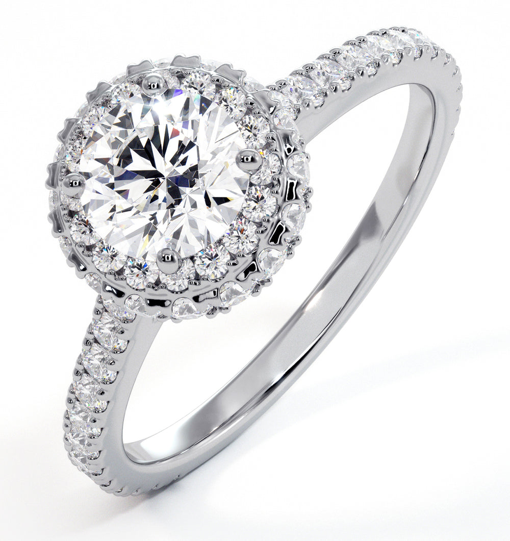 Valerie GIA Diamond Halo Engagement Ring in Platinum 1.40ct G/SI2