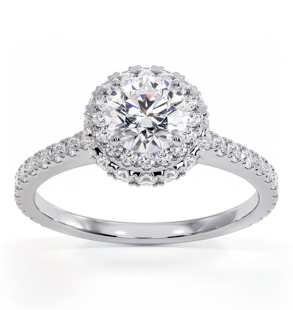 Valerie GIA Diamond Halo Engagement Ring in Platinum 1.40ct G/SI2