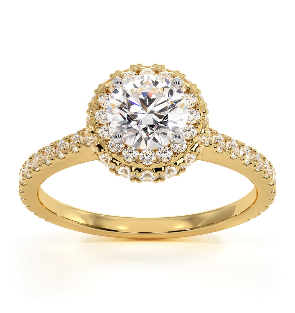 Valerie GIA Diamond Halo Engagement Ring in 18K Gold 1.40ct G/SI2