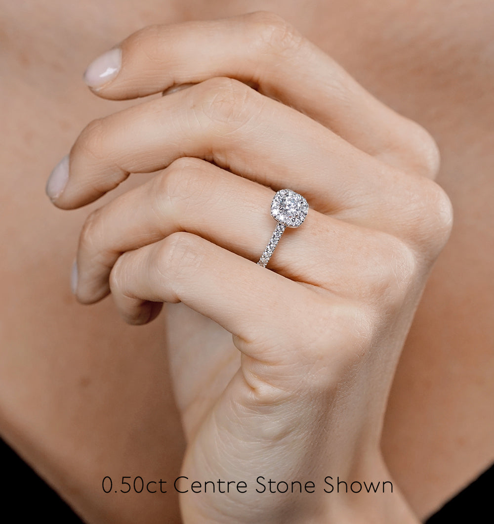 Elizabeth GIA Diamond Halo Engagement Ring in Platinum 1.50ct G/SI2