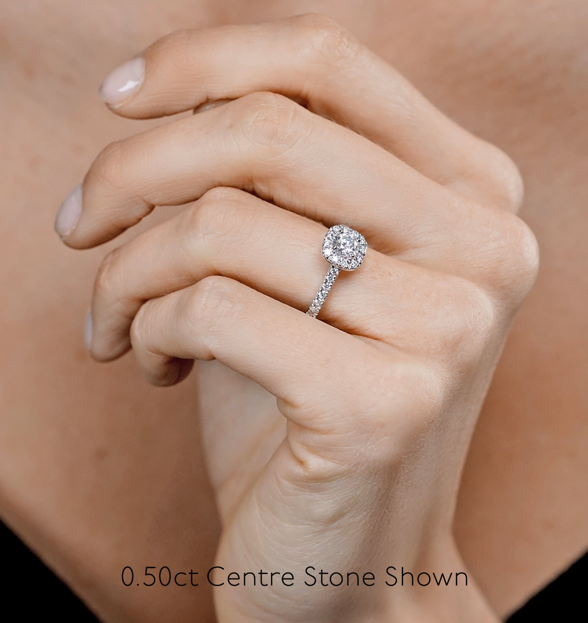 Elizabeth GIA Diamond Halo Engagement Ring in Platinum 1.50ct G/SI2