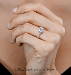 Elizabeth Lab Diamond Halo Engagement Ring in 18K Gold 1.70ct F/VS1